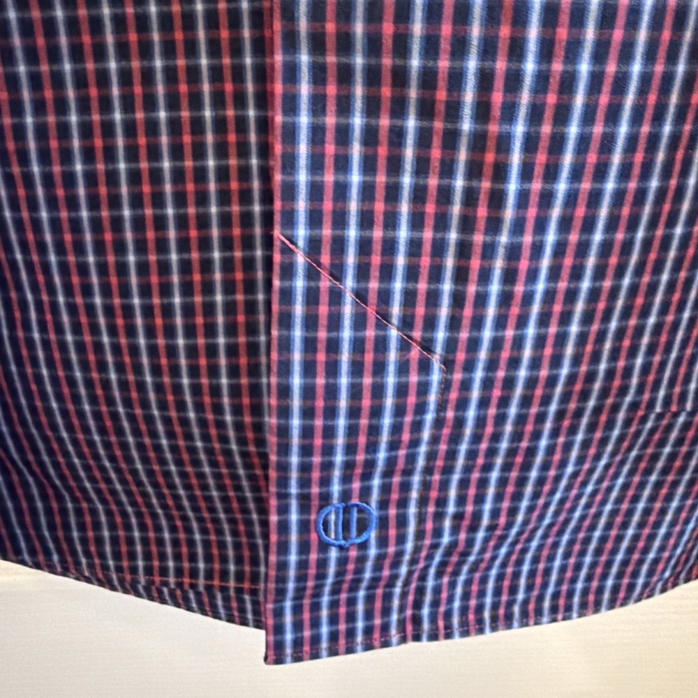 David Donahue Men's Blue & Red Plaid Button Down Long Sleeve Shirt Size Large - Picture 3 of 10